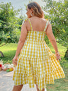 Plus Gingham Print Ruffle Hem Cami Dress