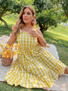 Plus Gingham Print Ruffle Hem Cami Dress