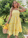Plus Gingham Print Ruffle Hem Cami Dress