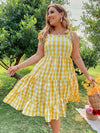 Plus Gingham Print Ruffle Hem Cami Dress