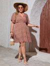 Plus Ditsy Floral Tie Backless Butterfly Sleeve Dress