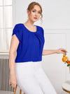 Plus Petal Sleeve Fold Pleated Top