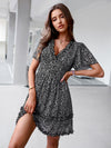 Ditsy Floral Print Lettuce Trim Dress
