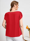 Plus Petal Sleeve Fold Pleated Top