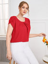 Plus Petal Sleeve Fold Pleated Top