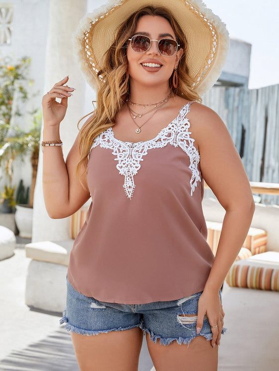 Plus Guipure Lace Panel Cami Top