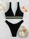 Contrast Trim High Cut Bikini Swimsuit