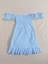 Off Shoulder Tie Front Wrap Hem Dress