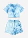 Girls Tie Dye Tee Track Shorts Set
