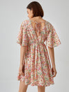 Frenchy Ditsy Floral Tie Back Butterfly Sleeve Dress