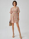 Frenchy Ditsy Floral Tie Back Butterfly Sleeve Dress