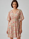 Frenchy Ditsy Floral Tie Back Butterfly Sleeve Dress