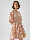 Frenchy Ditsy Floral Tie Back Butterfly Sleeve Dress