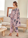 3 Pack Floral Print Robe Pajama Set