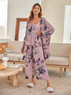 3 Pack Floral Print Robe Pajama Set