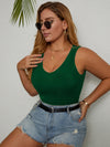 Plus Rib Knit Scoop Neck Solid Tank Top