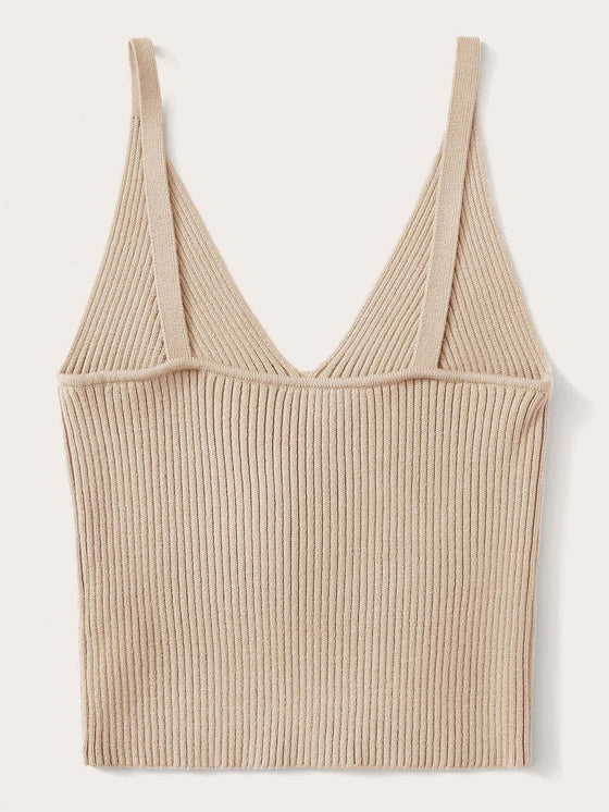 Ribbed V Neck Crop Top