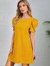 Clasi Puff Sleeve Solid Dress