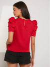 EMERY ROSE Pleated Puff Sleeve Keyhole Back Top