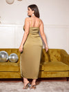 BAE Plus Draped Collar Wrap Satin Cami Dress