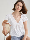 Frenchy Eyelet Embroidery Ruffle Hem Tee