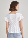 Frenchy Eyelet Embroidery Ruffle Hem Tee