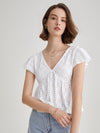 Frenchy Eyelet Embroidery Ruffle Hem Tee