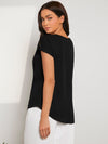 Dobby Mesh Insert Batwing Sleeve Top