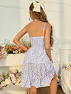 Random Allover Floral Print Ruched Bust Ruffle Hem Cami Dress