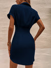 Button Through Fold Pleated Shirt Dress