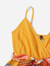 Tropical Print Belted Cami Romper