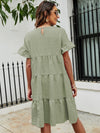Solid Flounce Sleeve Smock Dress
