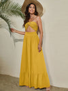 Backless Ruffle Hem Halter Neck Dress