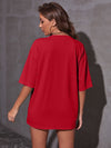 Tropical Letter Graphic Drop Shoulder Tee