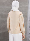 priv V neck Lantern Sleeve Satin Top