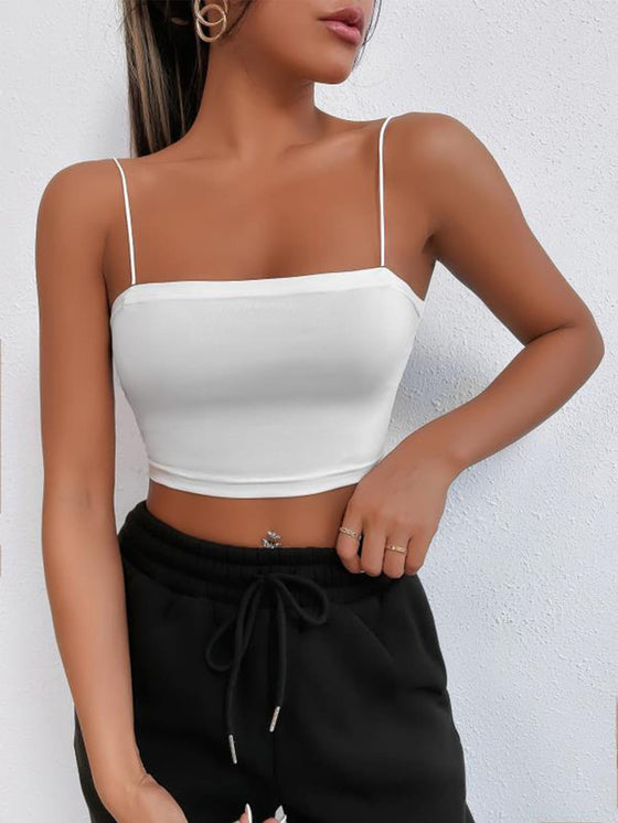 PETITE Solid Slim Crop Cami Top