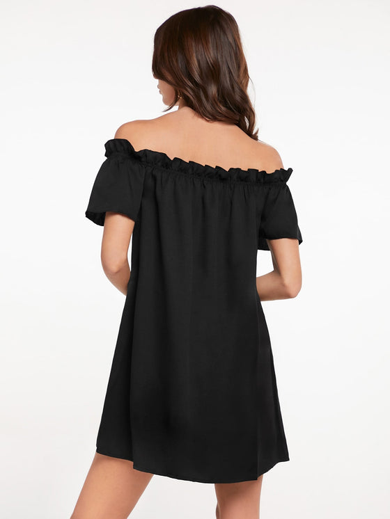 Off Shoulder Frill Trim Dress