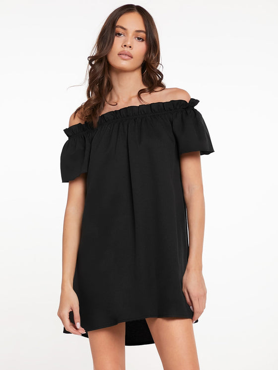 Off Shoulder Frill Trim Dress
