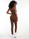 EZwear Solid Cami Top Knotted Waist Leggings Set
