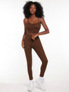 EZwear Solid Cami Top Knotted Waist Leggings Set