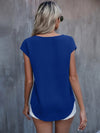 Roll Cuff Batwing Sleeve Blouse
