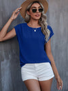 Roll Cuff Batwing Sleeve Blouse
