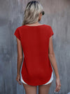 Roll Cuff Batwing Sleeve Blouse
