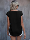 Roll Cuff Batwing Sleeve Blouse