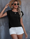 Roll Cuff Batwing Sleeve Blouse