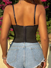 Floral Embroidery Mesh Bustier Cami Top