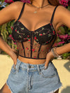 Floral Embroidery Mesh Bustier Cami Top