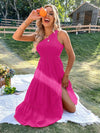 One Shoulder Shirred Ruffle Hem Dress