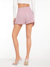 High Waist Roll Up Hem Straight Leg Shorts