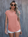 Roll Cuff Batwing Sleeve Blouse
